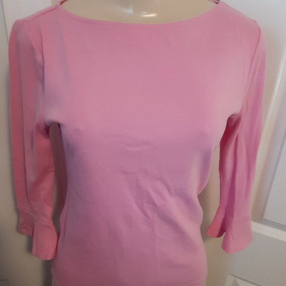 Lauren Ralph Lauren 3/4 sleeve boat neck pink blouse - Picture 10 of 10